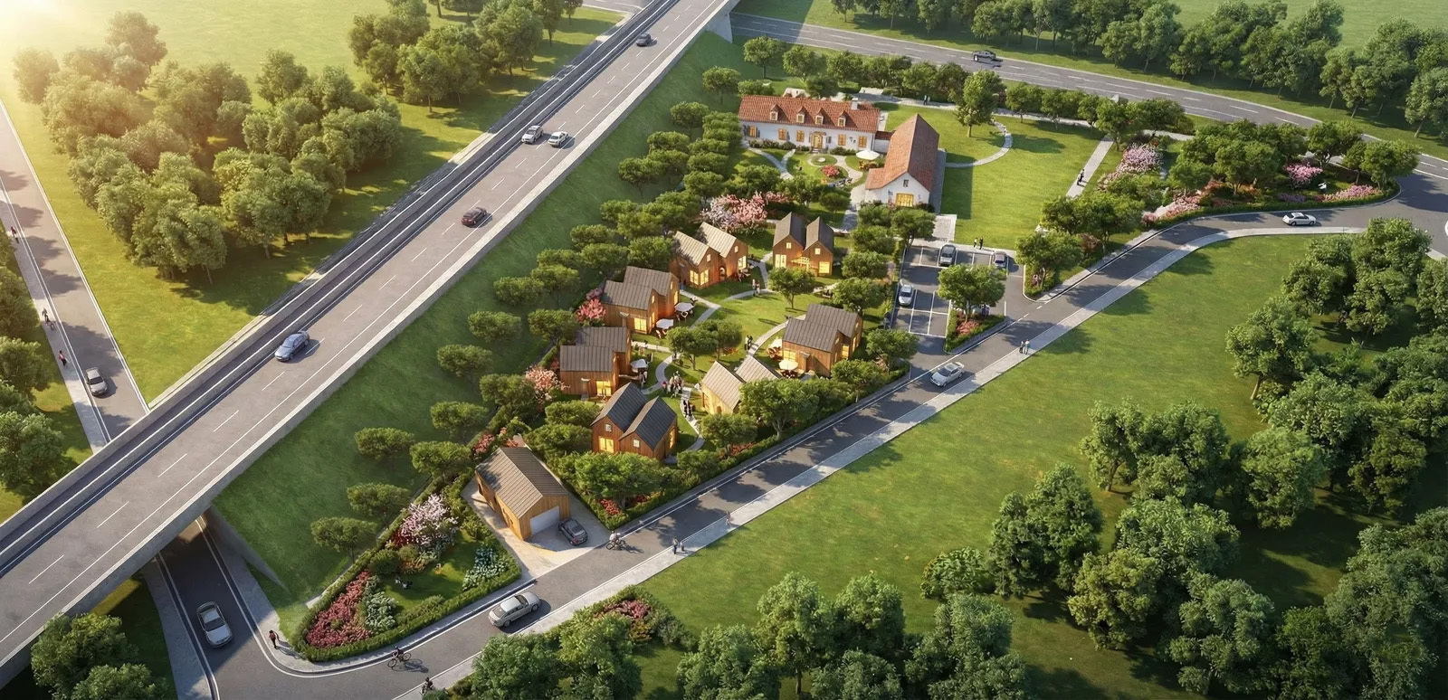 Een bijzondere ontwikkeling van tiny houses rond een gemeenschappelijke tuin, met een slimme configuratie speciaal voor een bijzondere doelgroep. Een bijzondere ontwikkeling van tiny houses rond een gemeenschappelijke tuin, met een slimme configuratie speciaal voor een bijzondere doelgroep.