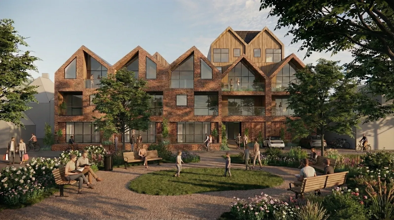 Direct naast de aanlegplaats van de pont verrijst een nieuw woongebouw met twintig woningen.