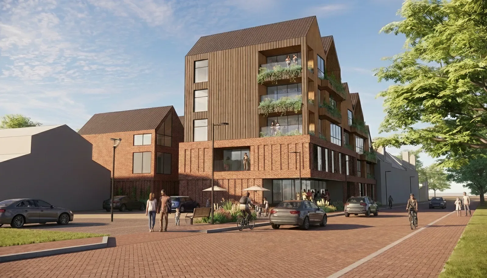 Direct naast de aanlegplaats van de pont verrijst een nieuw woongebouw met twintig woningen. Direct naast de aanlegplaats van de pont verrijst een nieuw woongebouw met twintig woningen.