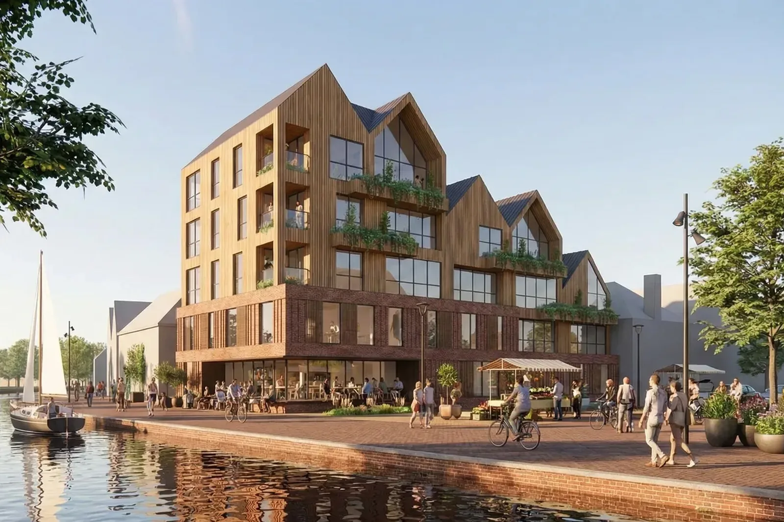 Development-residential building-river-courtyard garden Development-residential building-river-courtyard garden